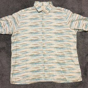 Tasso Elba Island Mens Hawaiian XL Button Up Blue Multi-Color Blended Fabric